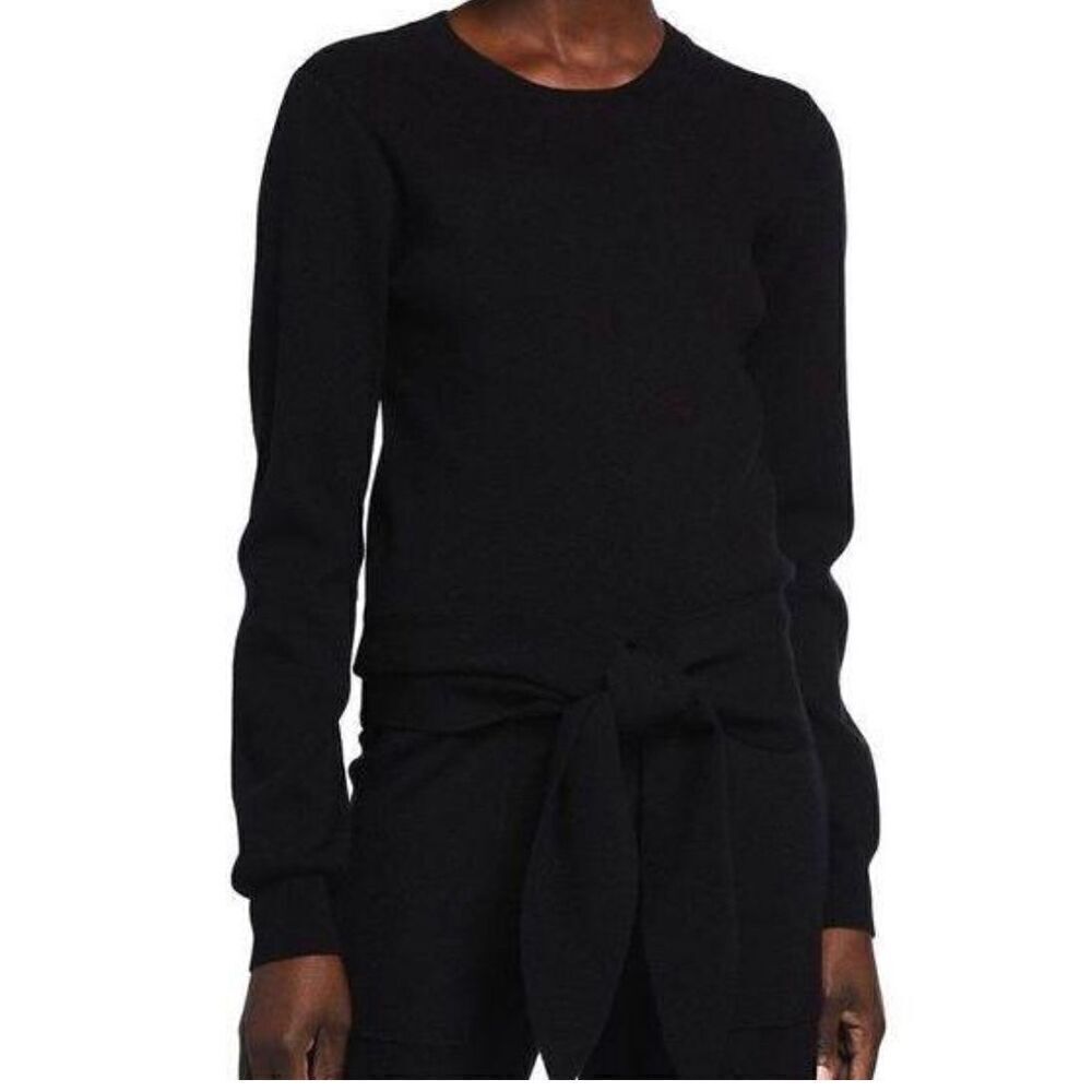 WAYF milo tie front sweter in black size Medium